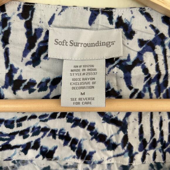 Soft Surroundings Shirt SZM Graphic Print Tunic Beaded V-neck Tie Front - Picture 7 of 10